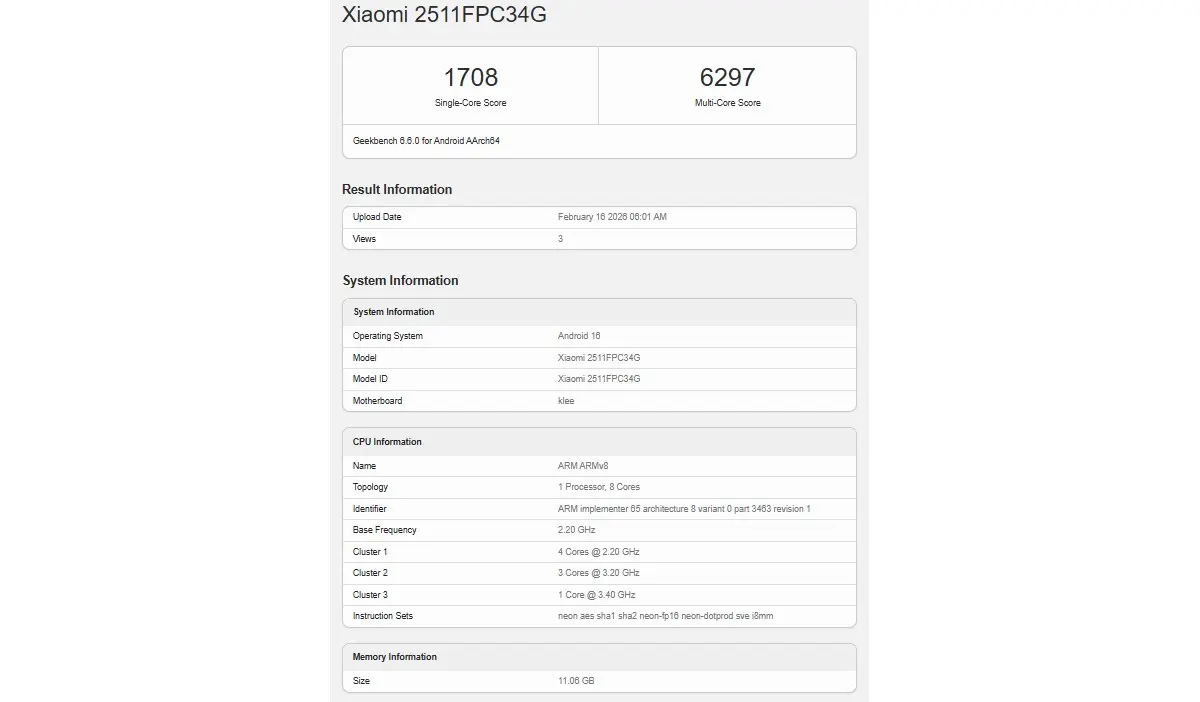 Результаты Poco X8 Pro в Geekbench раскрывают производительность Dimensity 8500